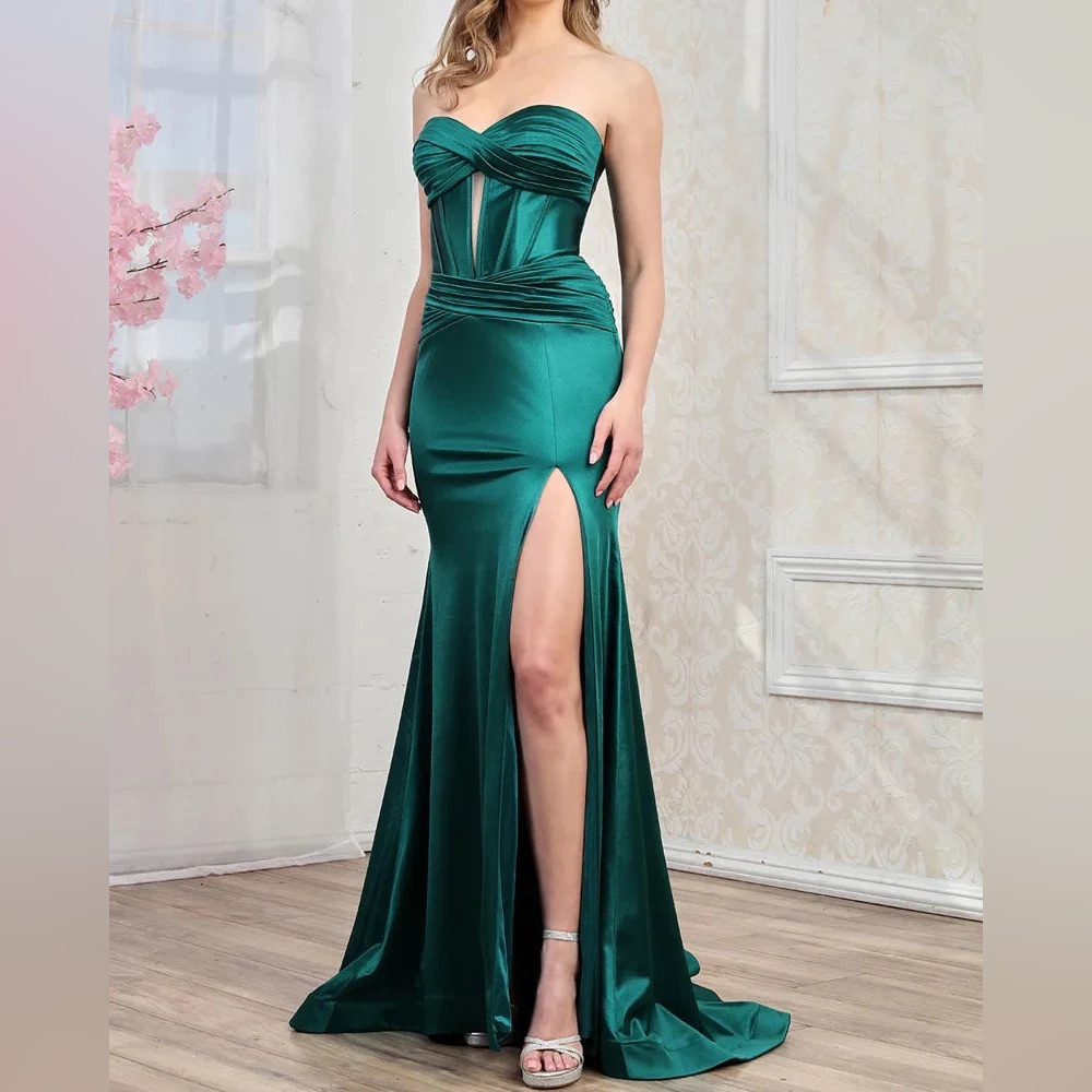 Emerald Strapless Prom Dress